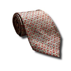 HERMÈS HOUSE‎ OF HINDUJA 7828 UA SILK BEIGE/RED 3.5"x 58.5"